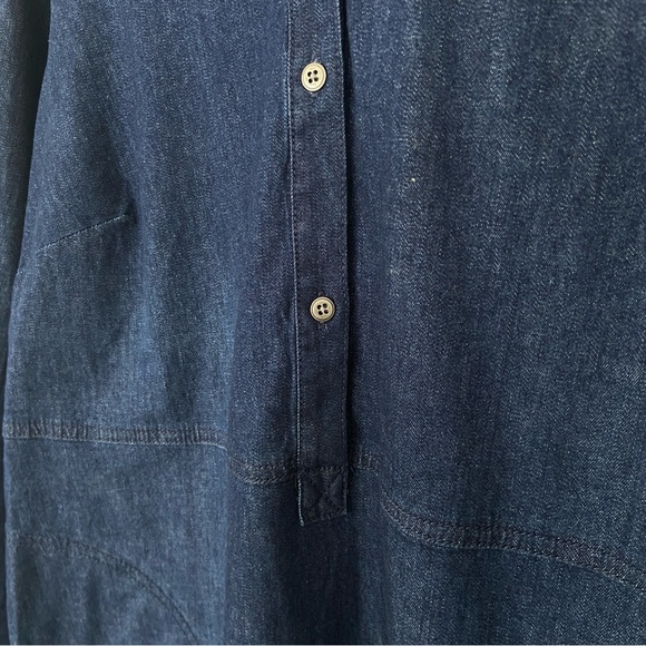 J. JILL DENIM DARK DENIM HALF BUTTON SHORT  CASUAL SHIRT DRESS WITH POCKETS, 1X - Picture 5 of 10